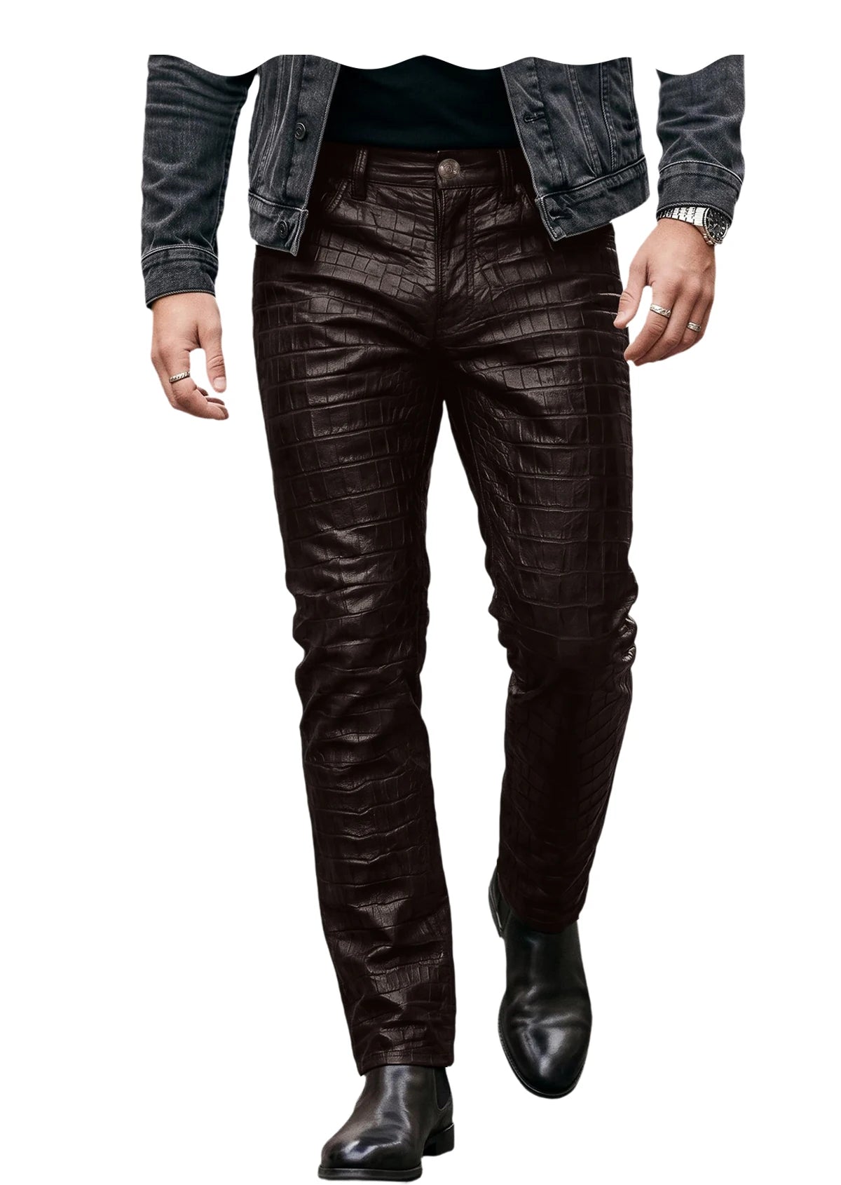 Pantalon effet cuir crocodile homme – CLEVI Paris