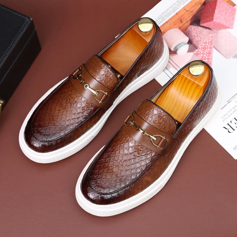 Loafers Homme Cuir Embossé Tassel Slip-On – CLEVI Paris