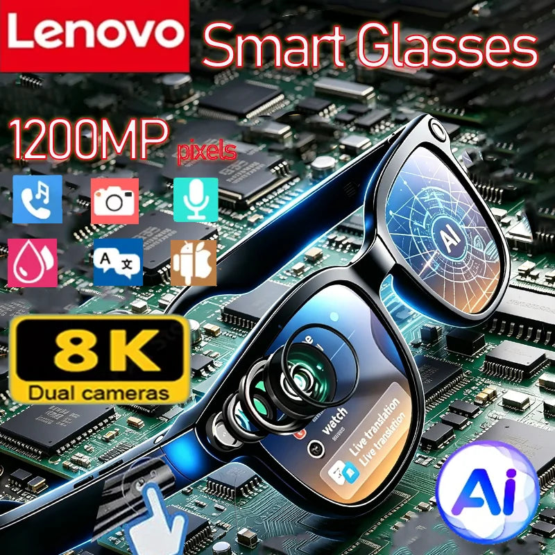 Lunettes Connectées Lenovo M89 IA Double Caméra 1080p Bluetooth Traduction Photochromiques UV 37g – CLEVI Paris