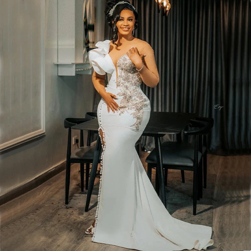 Robe de mariée sirène satinée – CLEVI Paris