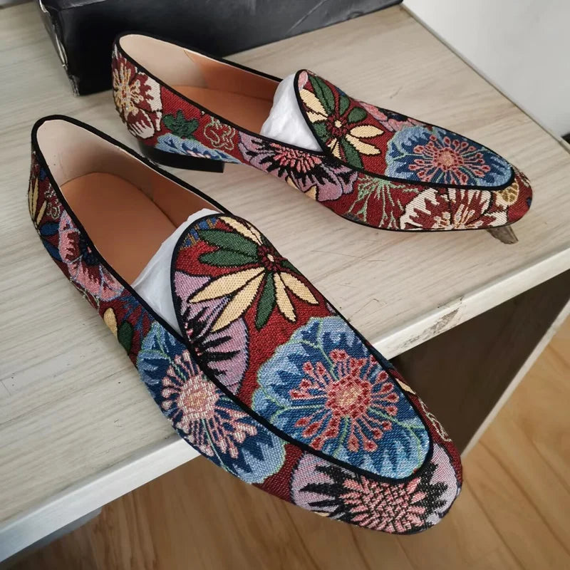 Mocassins homme LTTL à motif floral – CLEVI Paris