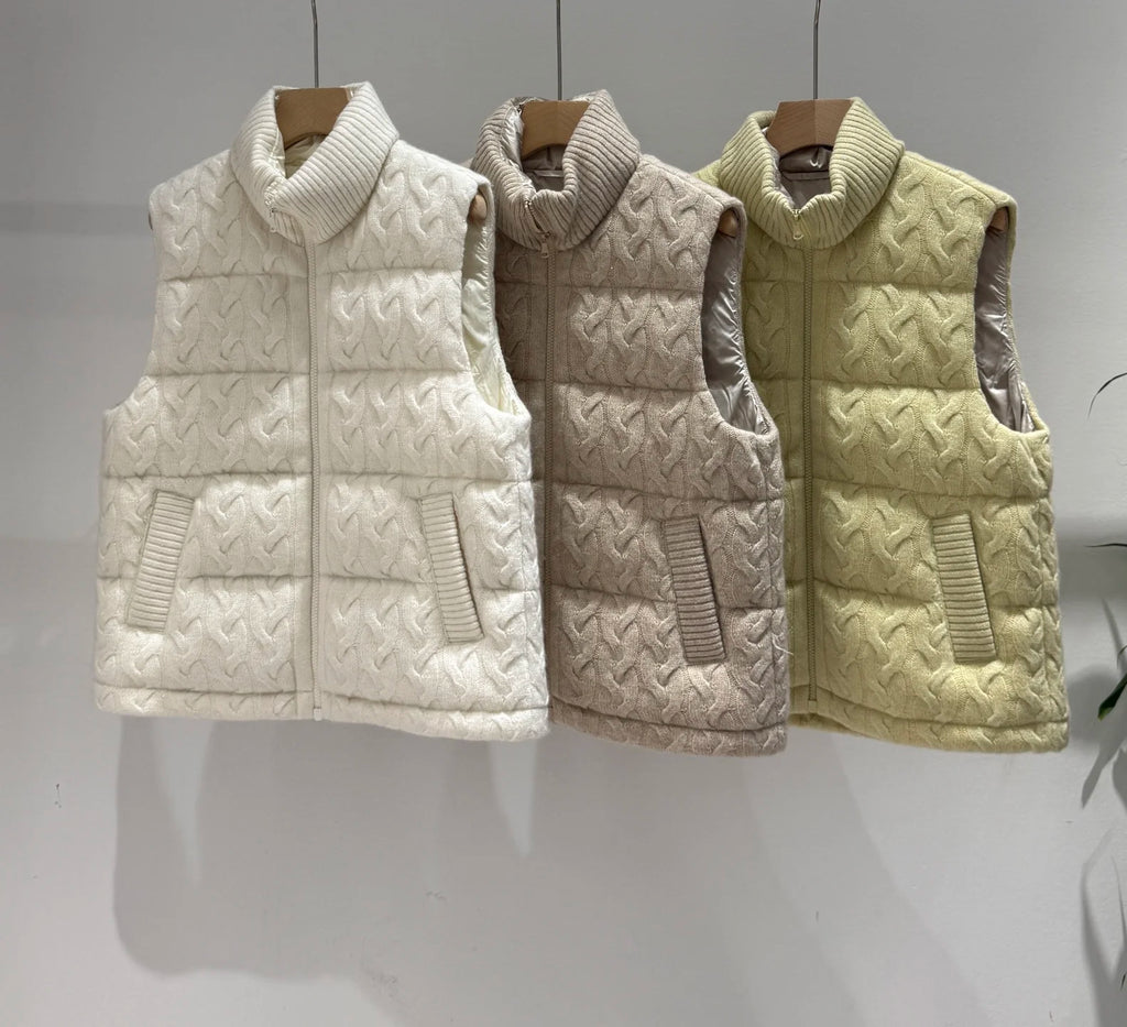 Gilet femme en cachemire matelassé – CLEVI Paris