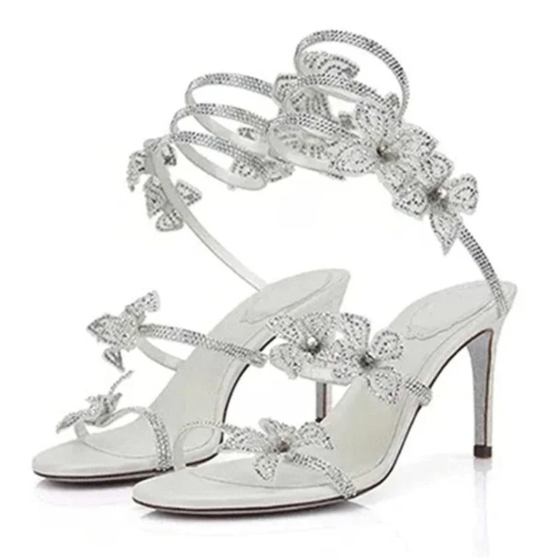 Escarpins Femme Talon Aiguille Cristal Bride Cheville Style Sexy – CLEVI Paris