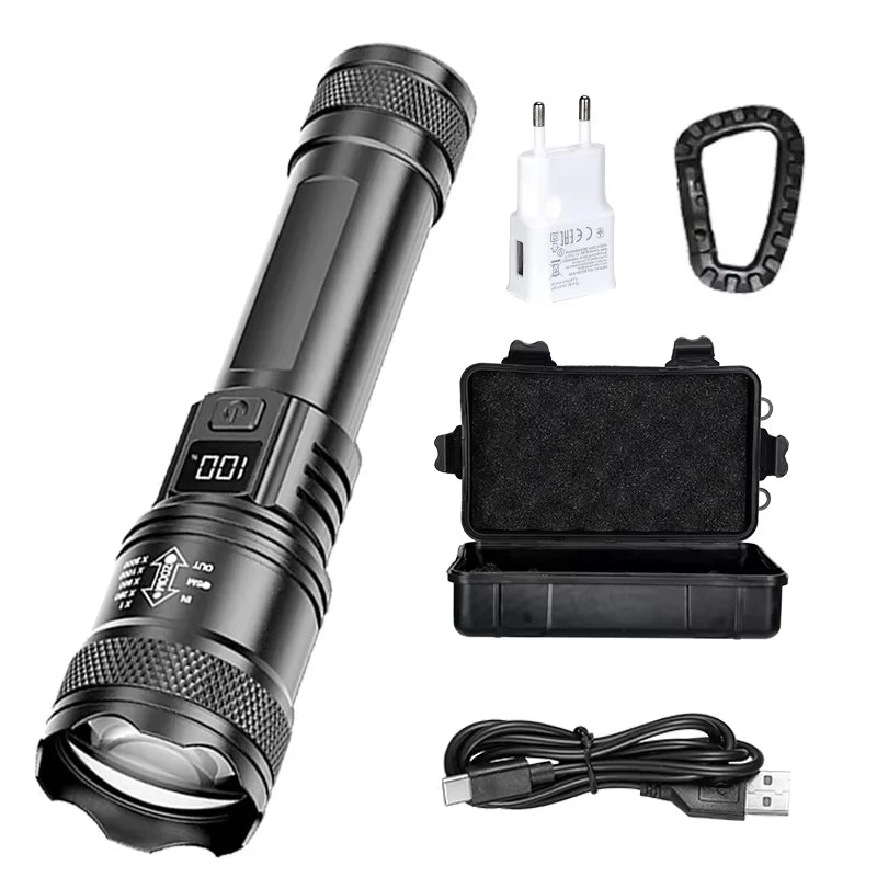 Lampe Torche LED Tactique Rechargeable USB Zoom 1500m – CLEVI Paris