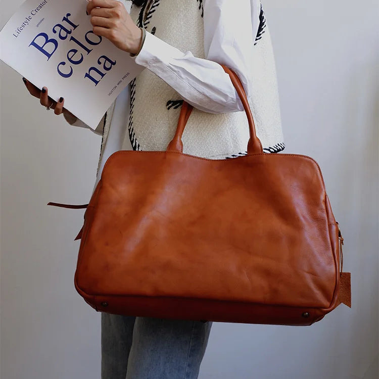 Grand Sac à Main Femme Cuir Vache Véritable 46x30cm Luxe Bandoulière – CLEVI Paris