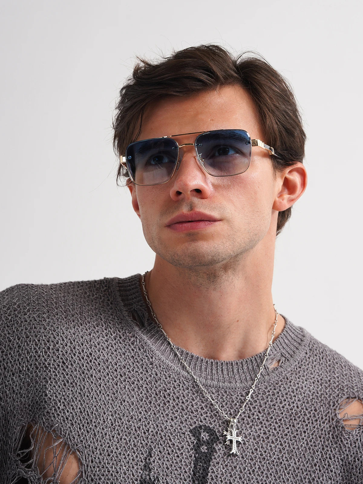 Lunettes de Soleil Carrées Cuivre Dégradé UV400 Luxe Homme – CLEVI Paris