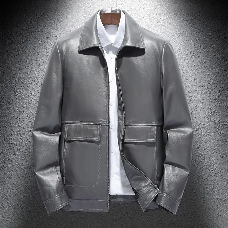 Blouson homme en cuir de vachette à rabats – CLEVI Paris