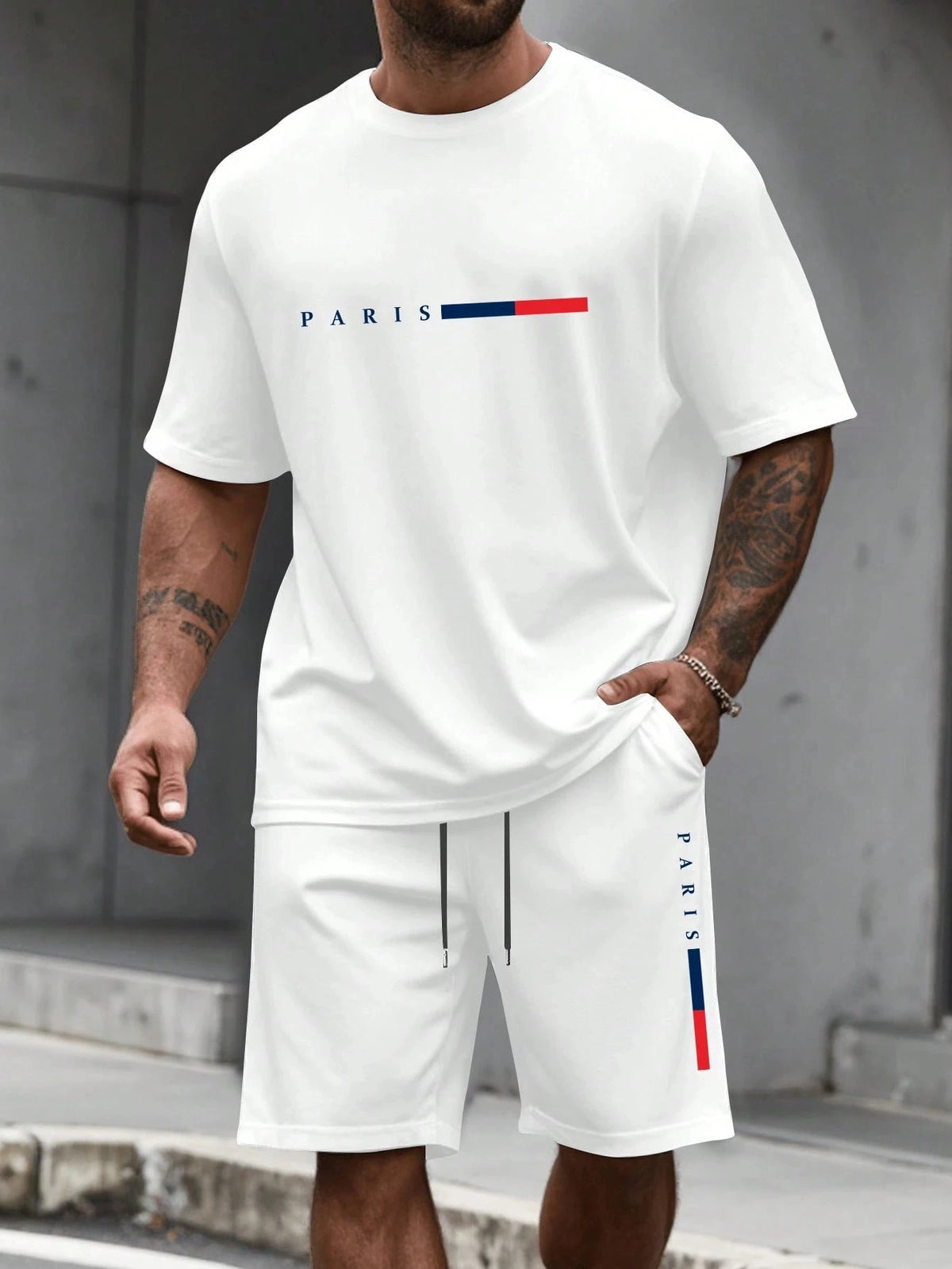 Ensemble Survêtement 2 Pièces Homme T-Shirt Col Rond Manches Courtes + Short Casual Sport – CLEVI Paris