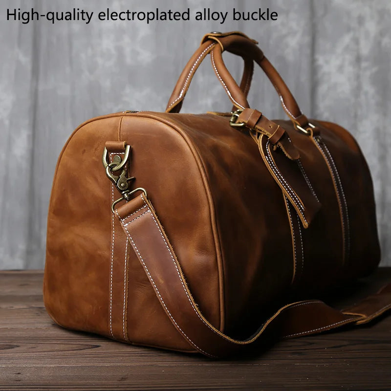 Sac de Voyage Homme Cuir Crazy Horse Rétro 50x23x26cm – CLEVI Paris