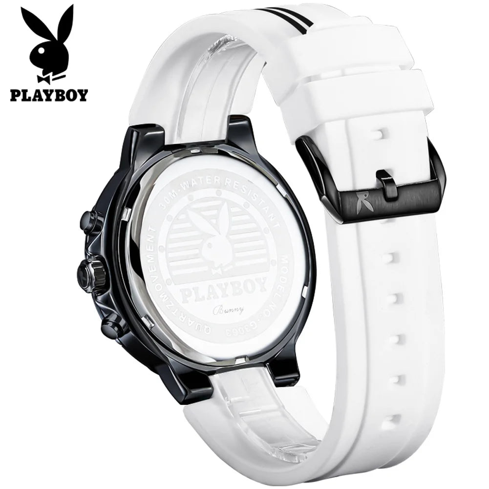 PLAYBOY 3063 Montre Homme Quartz Ronde Calendrier Silicone Coffret 30M – CLEVI Paris