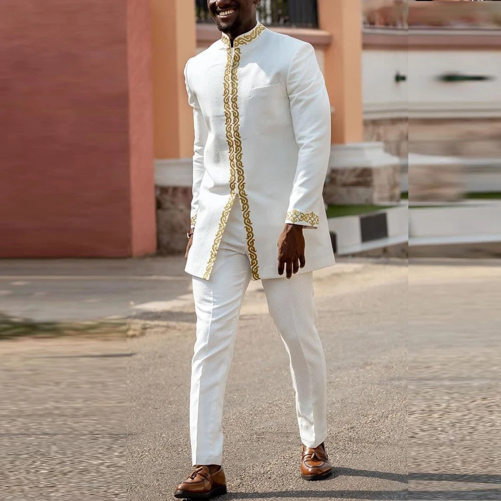 Ensemble Deux Pièces Kaftan Homme Brodé – CLEVI Paris