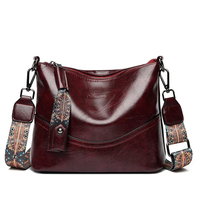Sac Bandoulière Cuir Ciré Vintage Double Bretelles – CLEVI Paris