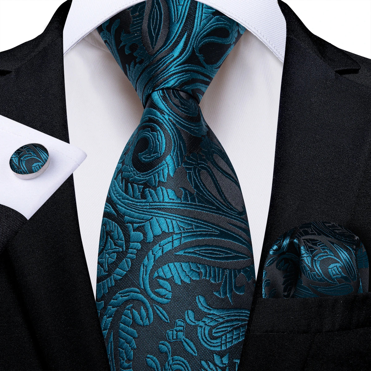 Coffret cravate homme paisley, pochette et boutons – CLEVI Paris
