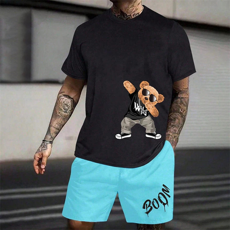 Ensemble homme t-shirt imprimé et short ample – CLEVI Paris