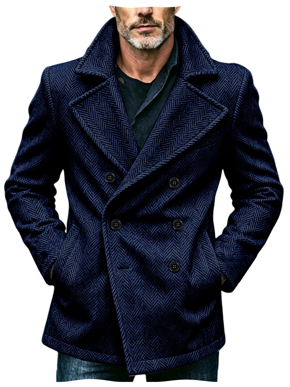 Manteau homme court à chevrons en laine mélangée – CLEVI Paris