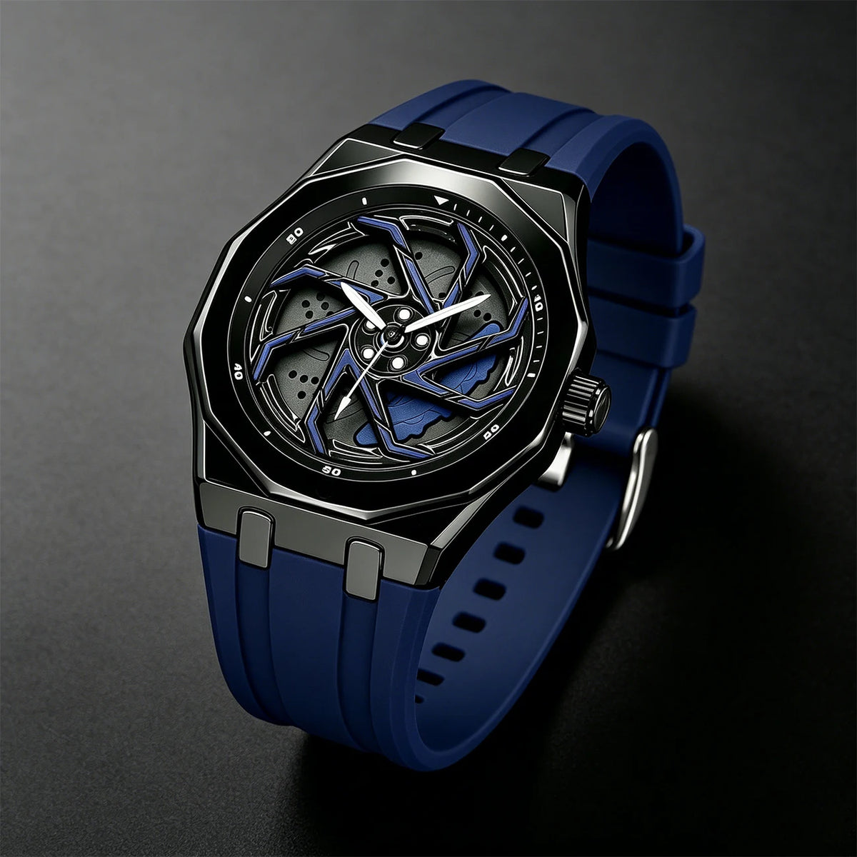 Montre Quartz Cadran Roue SHUAIKE Homme Caoutchouc – CLEVI Paris