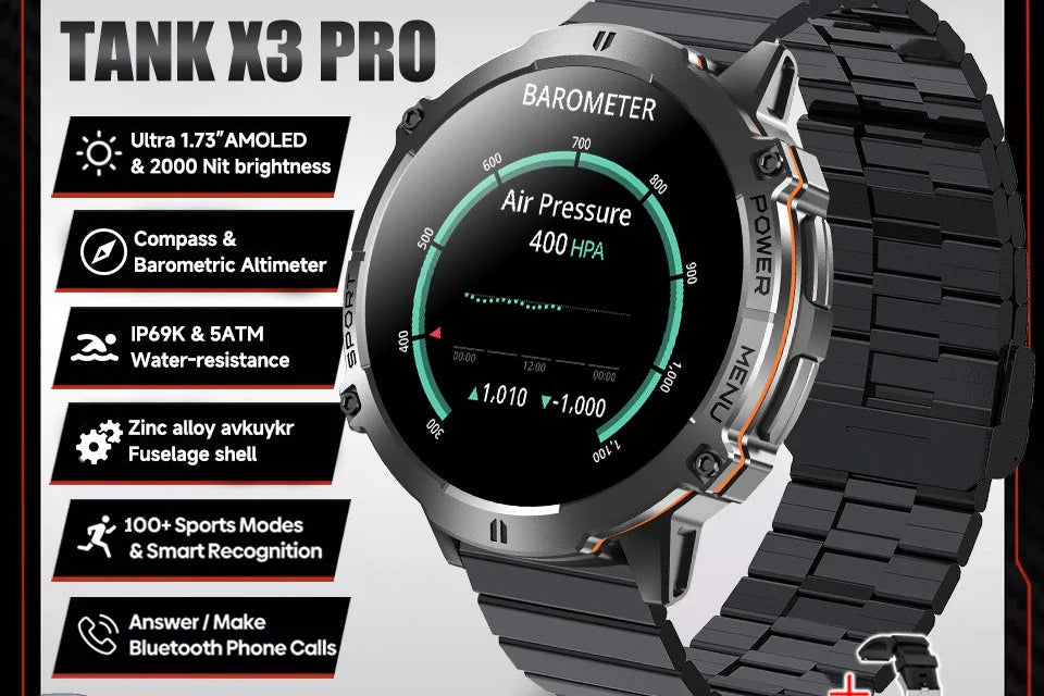 Montre connectée unisexe AMOLED 1,73″ – CLEVI Paris