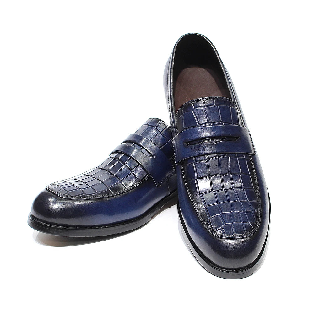 Penny Loafers Cuir Imprimé Alligator Homme – CLEVI Paris