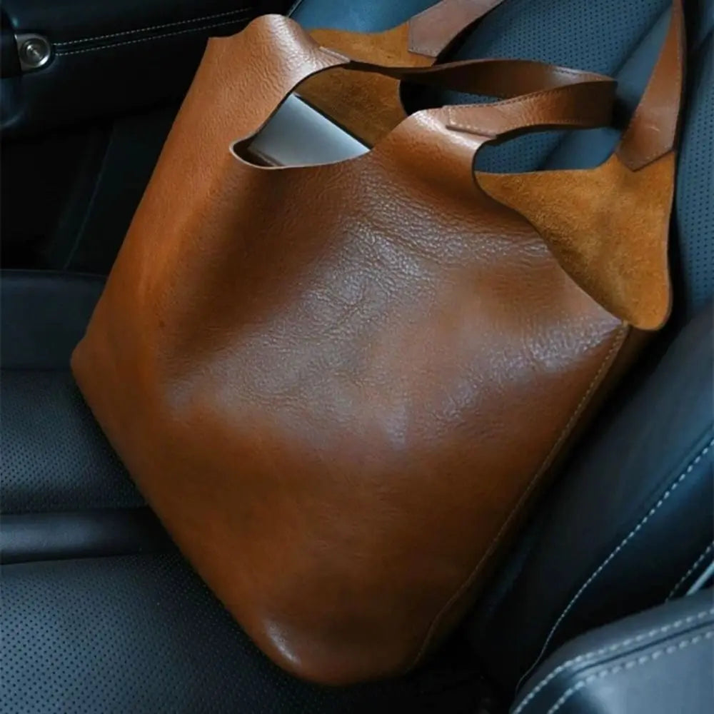 Tote Bag PU Souple Femme Aisselle Grande Capacité 30x12x29cm Marron – CLEVI Paris