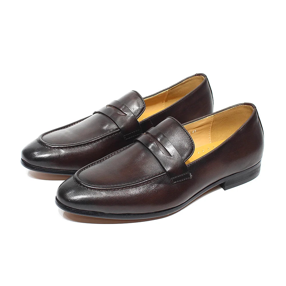 Penny Loafer Cuir Véritable Homme Peint à la Main Mariage & Soirée – CLEVI Paris
