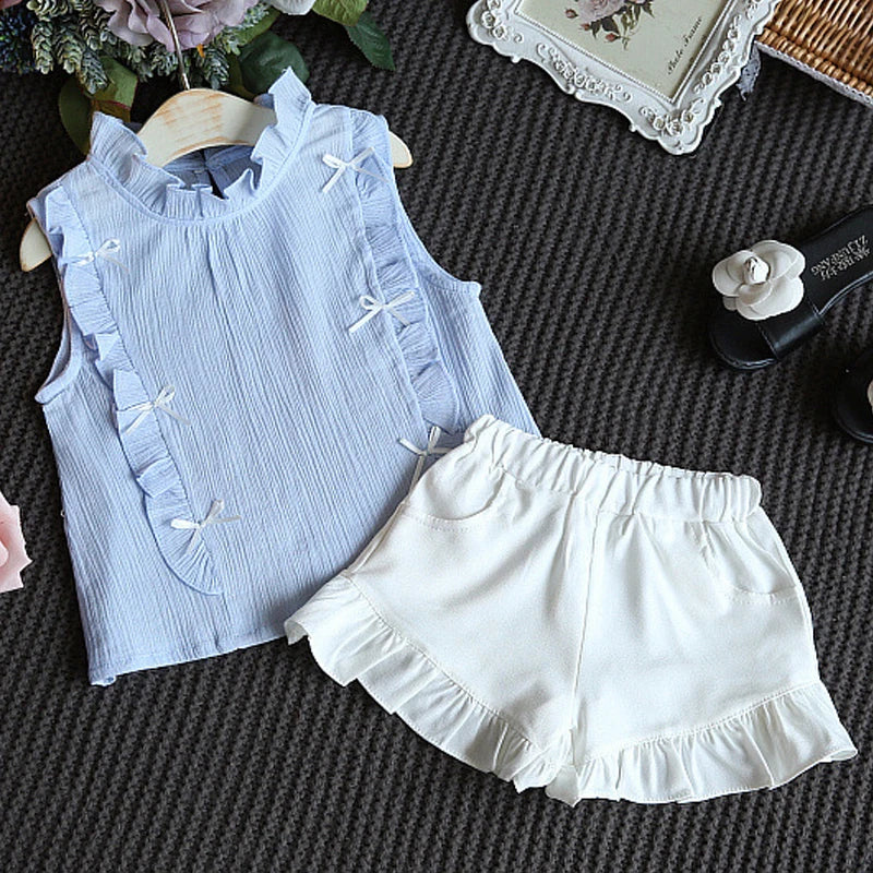 Ensemble fille haut et short en coton mélangé – CLEVI Paris