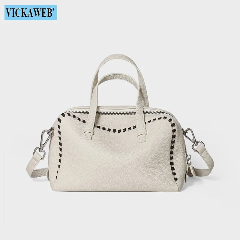 Sac Seau Cuir Véritable 100% Femme 23x10x14cm Bandoulière 118cm – CLEVI Paris