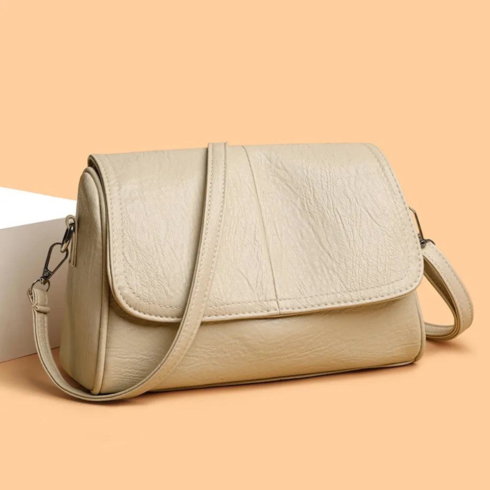 Sac Bandoulière Femme Cuir PU Vintage Rabat Rétro Bretelle Réglable – CLEVI Paris