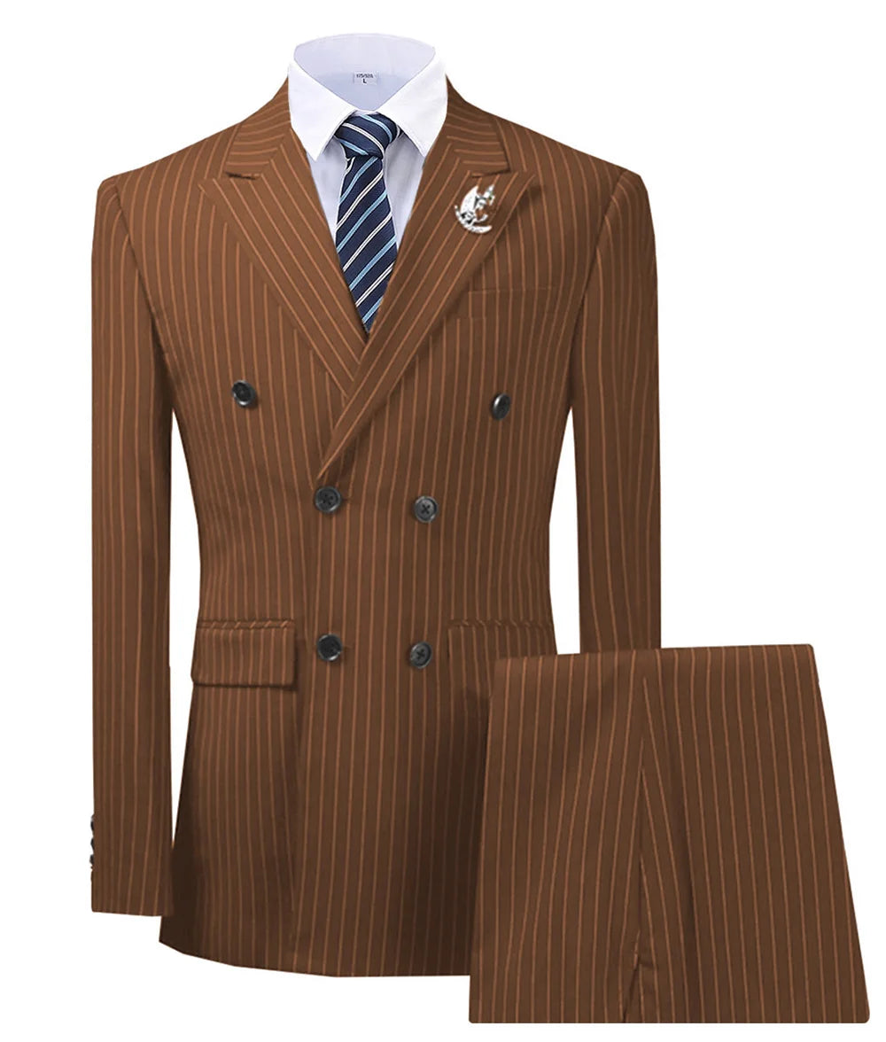 Costume 2 pièces homme rayé double boutonnage – CLEVI Paris