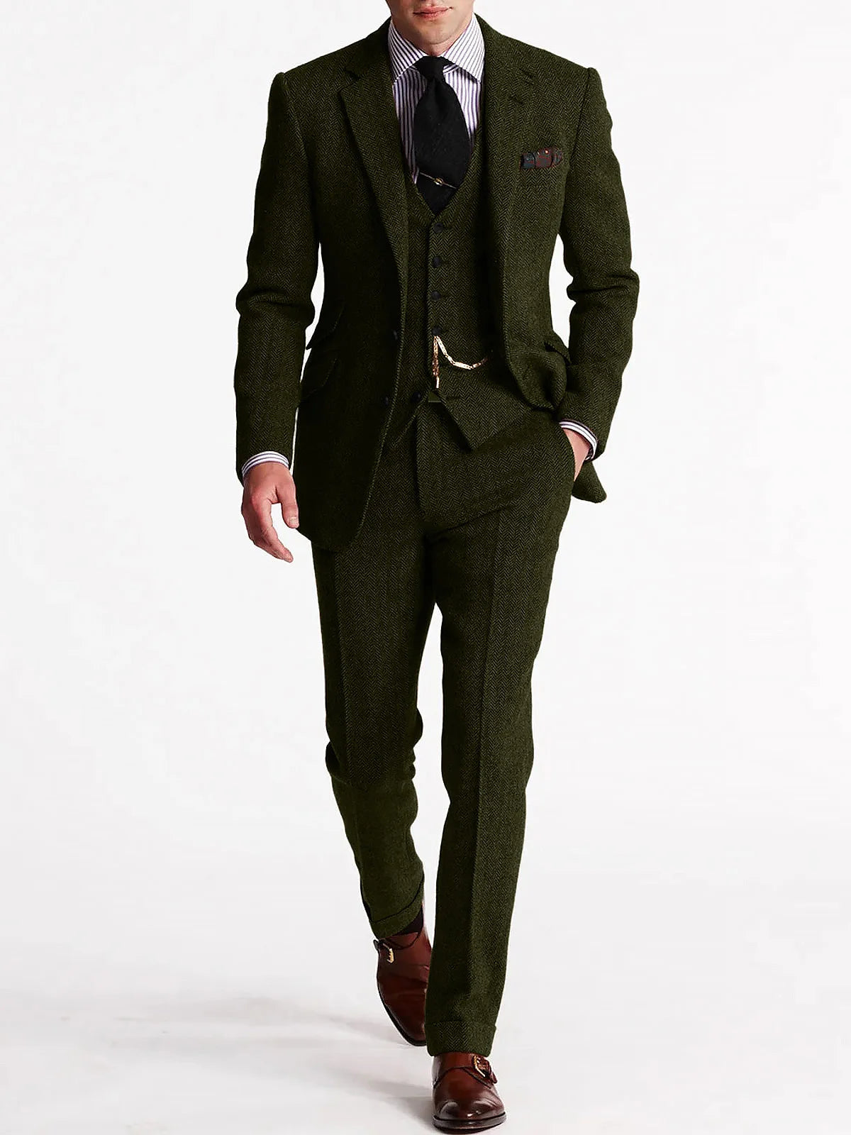 Costume homme en tweed 3 pièces – CLEVI Paris
