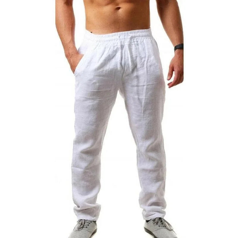 Pantalon Homme Coton Lin Coupe Droite Casual Printemps Été – CLEVI Paris