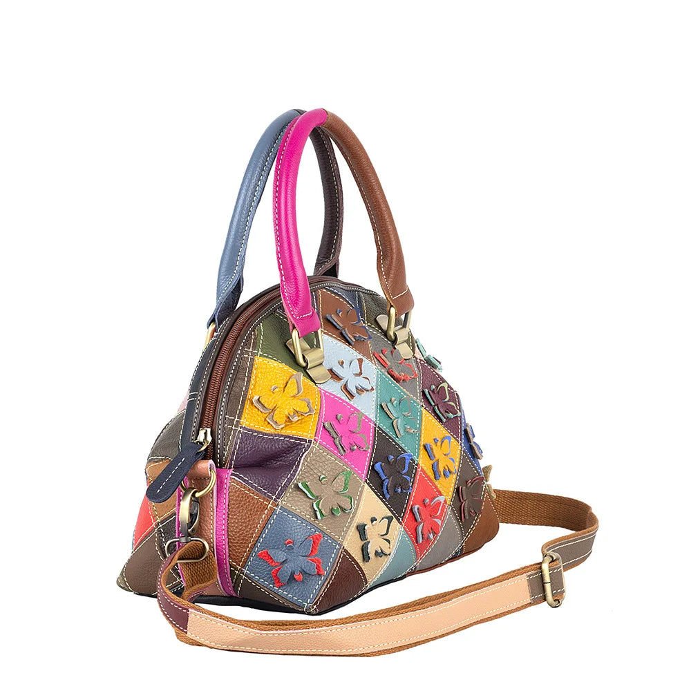 Sac Coquille Cuir Vache Artisanal Motif Papillons Femme Épaule – CLEVI Paris