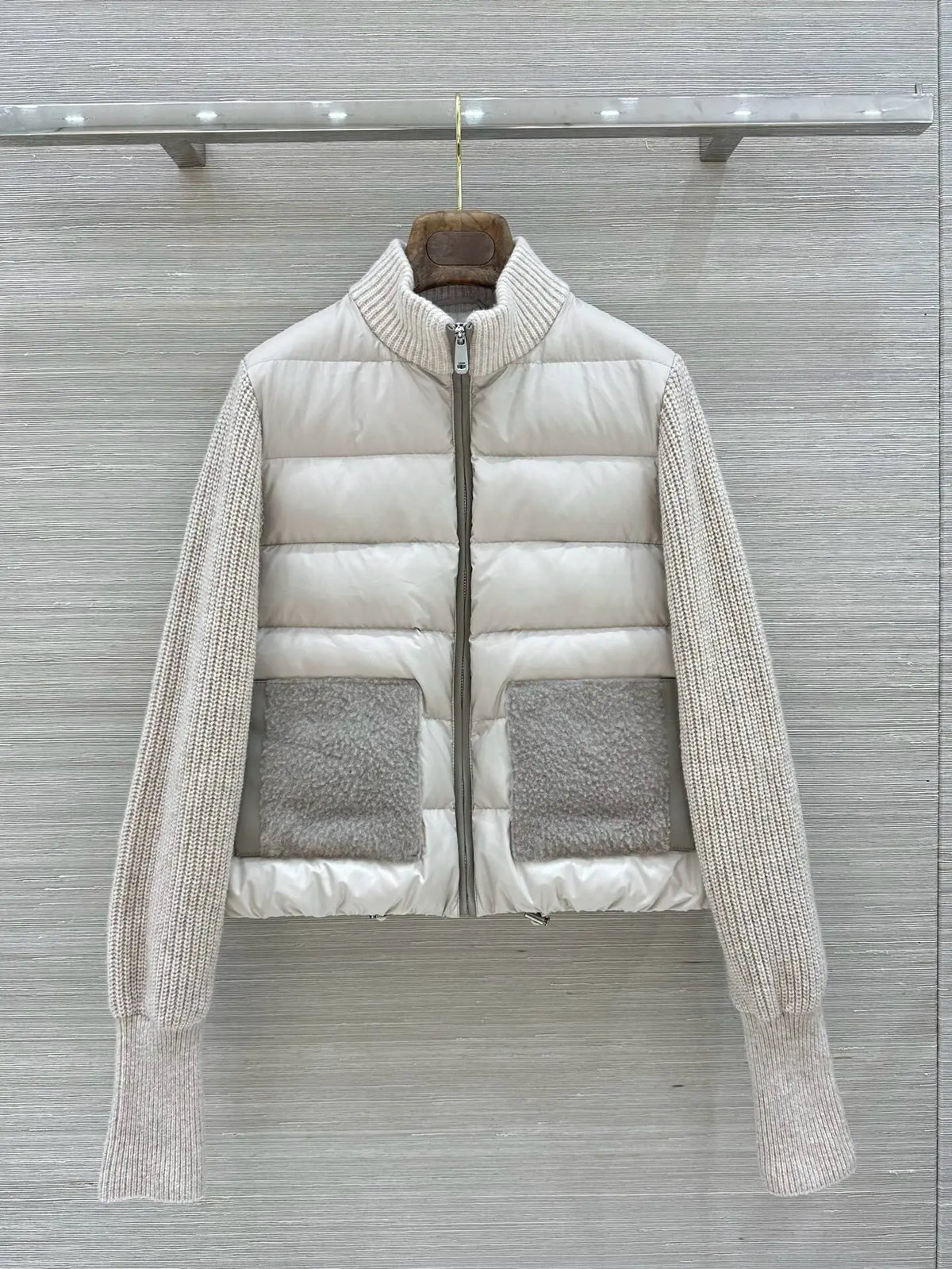 Veste femme matelassée à manches en maille – CLEVI Paris