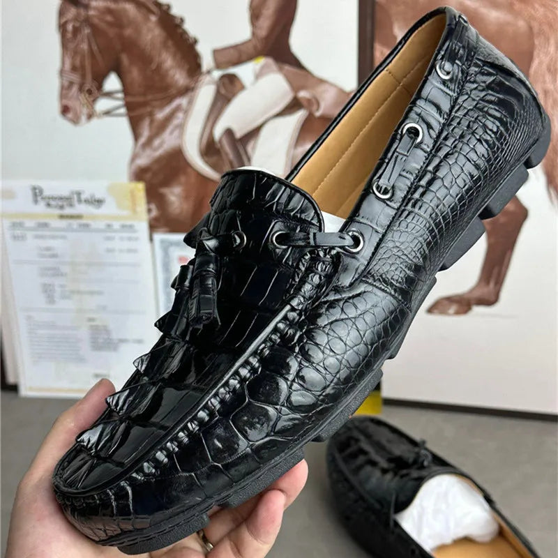 Mocassins homme noirs à pompons en cuir – CLEVI Paris