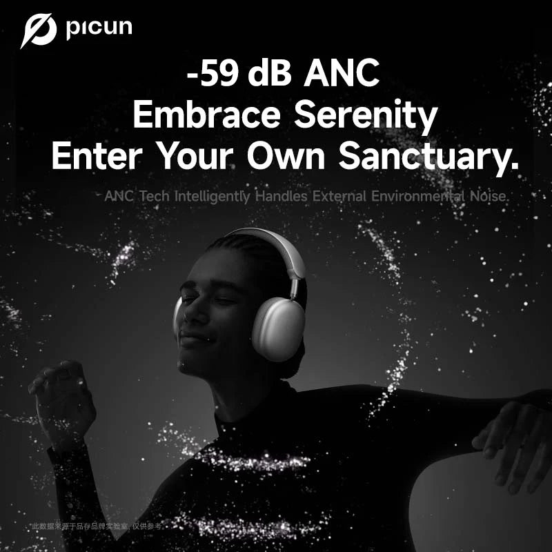 Casque Picun F8 MAX ANC -59dB 180h 3D Audio Bluetooth 6.0 – CLEVI Paris