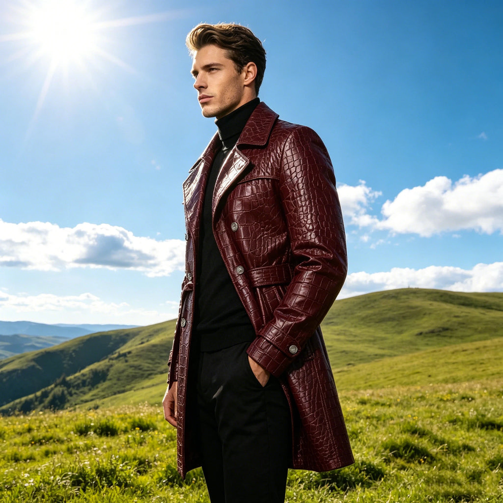 Manteau homme en similicuir effet crocodile – CLEVI Paris