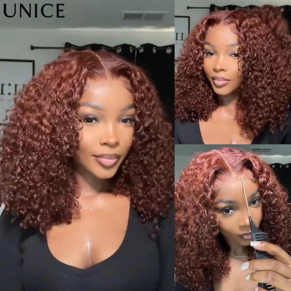 Perruque Jerry Curly Brun Roux 7x5 Lace Glueless – CLEVI Paris