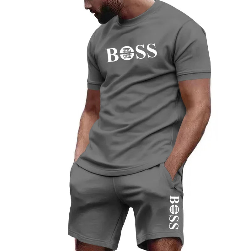 Ensemble homme t-shirt imprimé et short en maille – CLEVI Paris