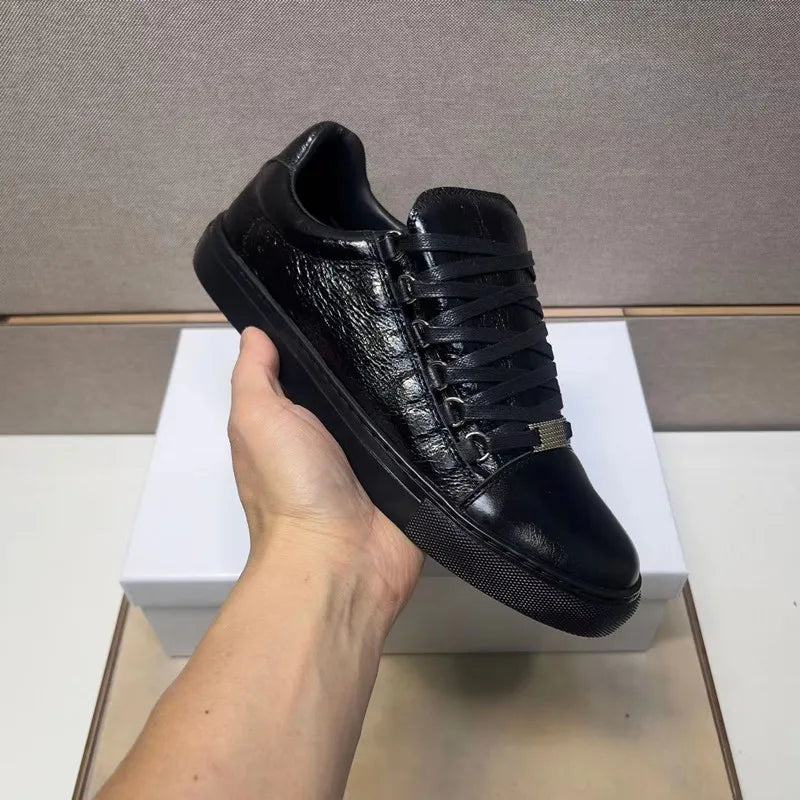 Sneakers Basses Cuir Véritable Boucle Cristal Homme EU 38-47 – CLEVI Paris