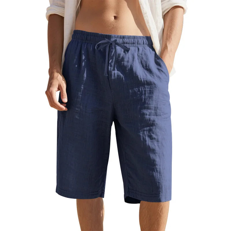 Short Homme Lin Casual Plage Taille Élastique Coupe Ample Léger Respirant – CLEVI Paris