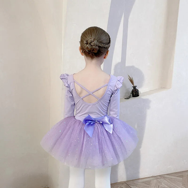 Robe tutu de danse fille à manches longues – CLEVI Paris