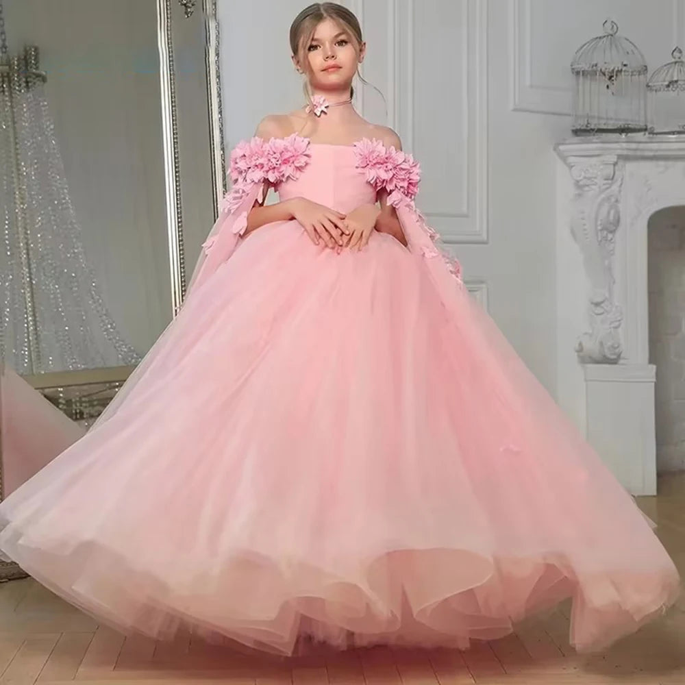 Robe cérémonie fille en dentelle à appliques – CLEVI Paris