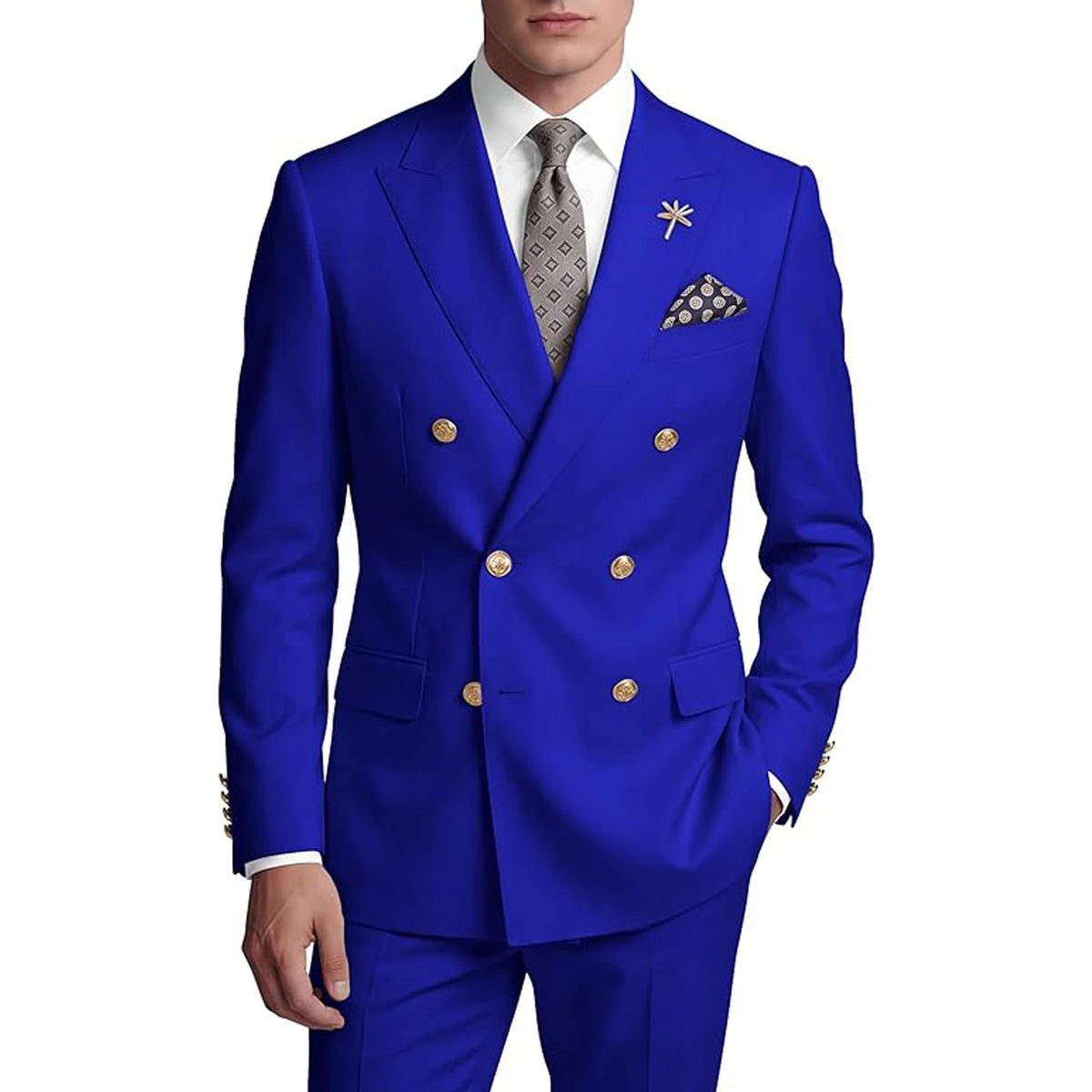 Costume homme 2 pièces croisé à boutons dorés – CLEVI Paris