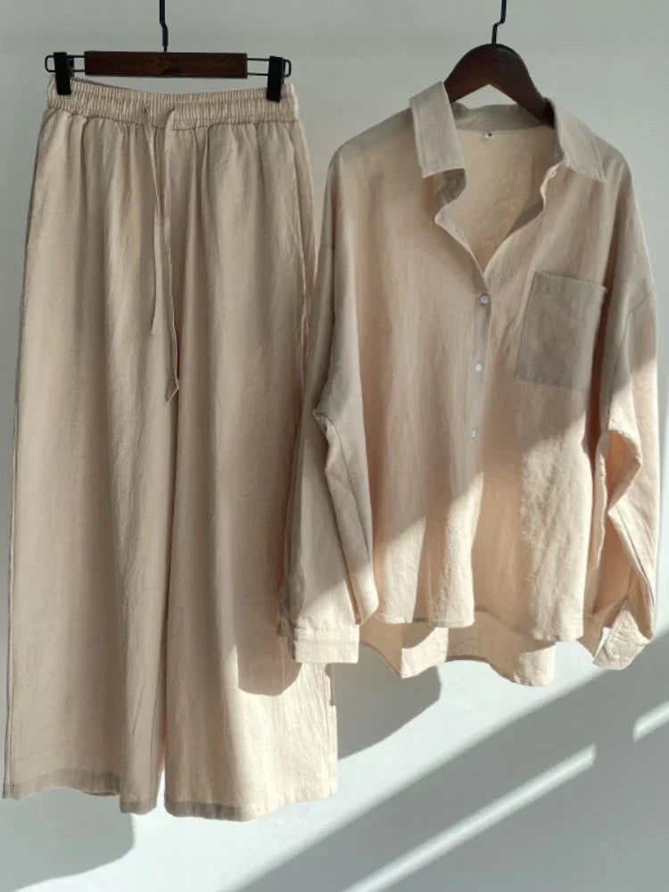 Ensemble 2 pièces femme en coton et lin – CLEVI Paris