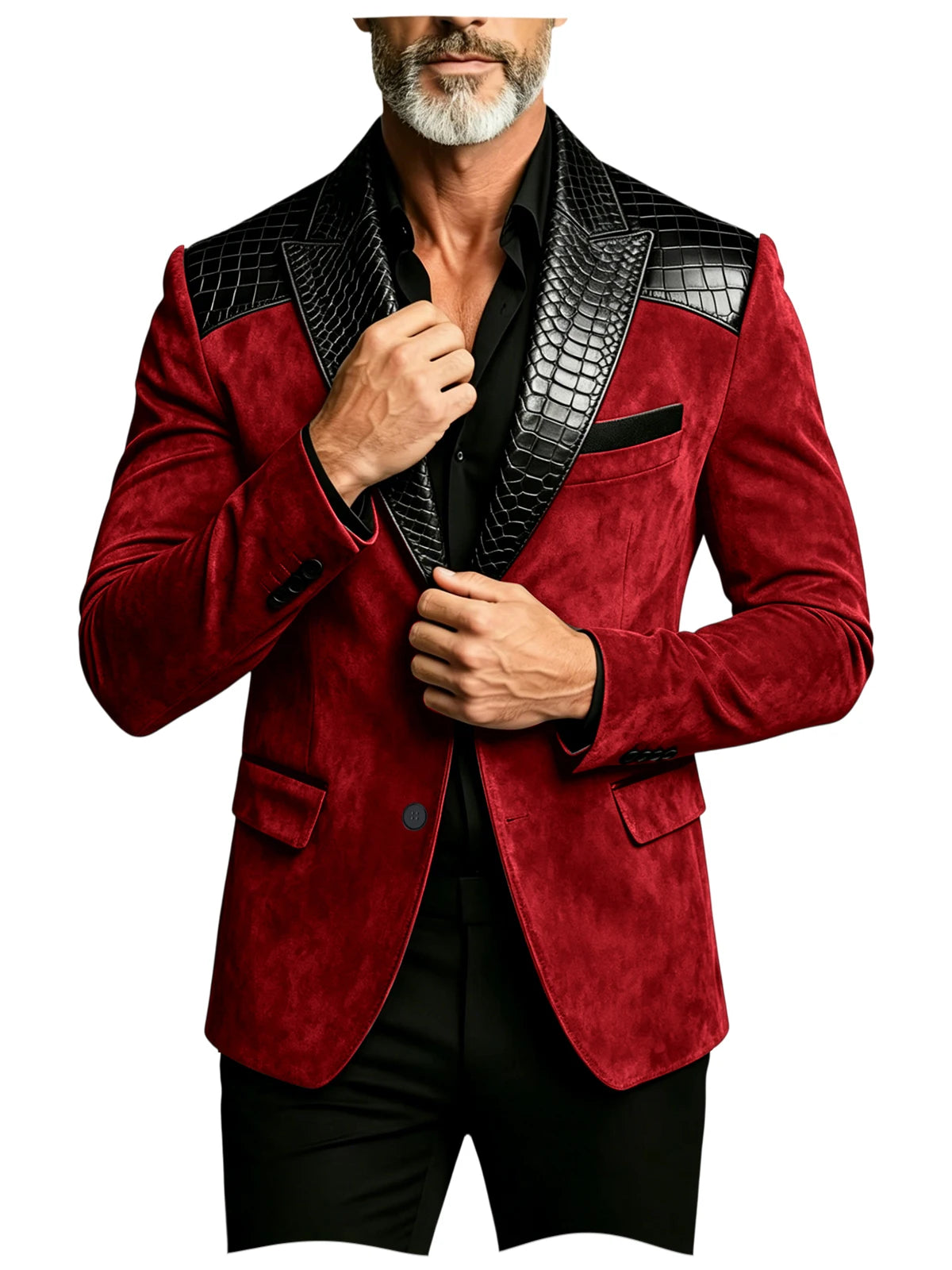 Blazer homme en daim, revers façon crocodile – CLEVI Paris