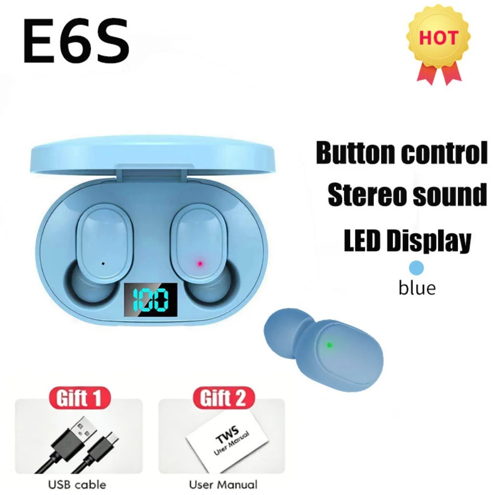 Écouteurs TWS E6S LED Digital Bluetooth 5.1 ANC HiFi – CLEVI Paris