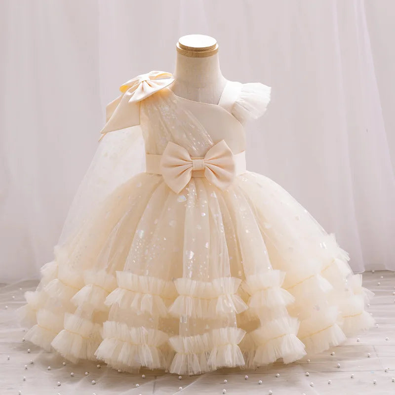 Robe cérémonie fille asymétrique D5982 – CLEVI Paris