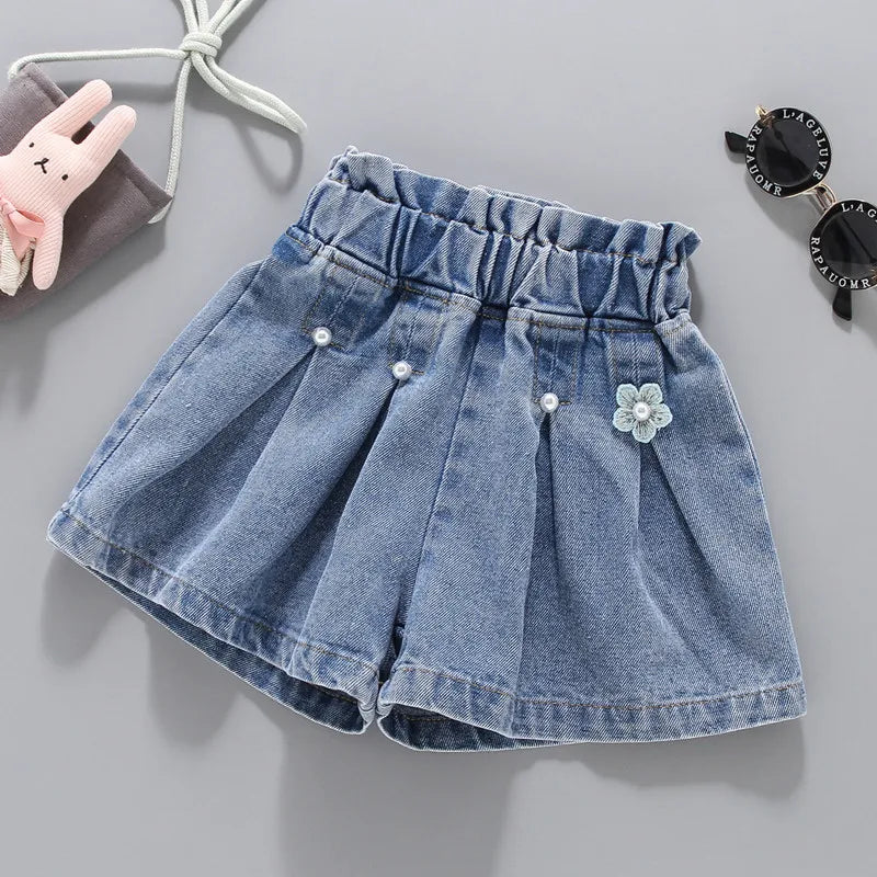 Short fille en jean à taille élastique – CLEVI Paris
