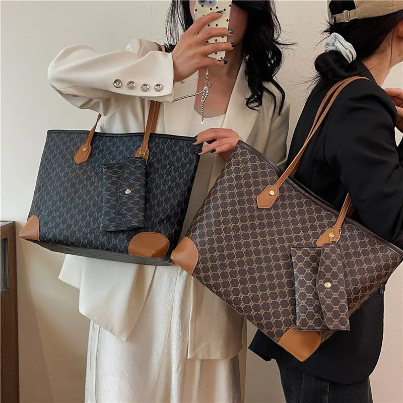 Sac Cabas Femme Grande Capacité Rétro PU – CLEVI Paris