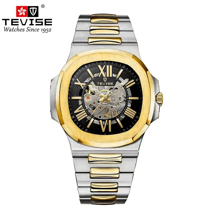 Montre Mécanique Squelette TEVISE Homme Acier Business – CLEVI Paris