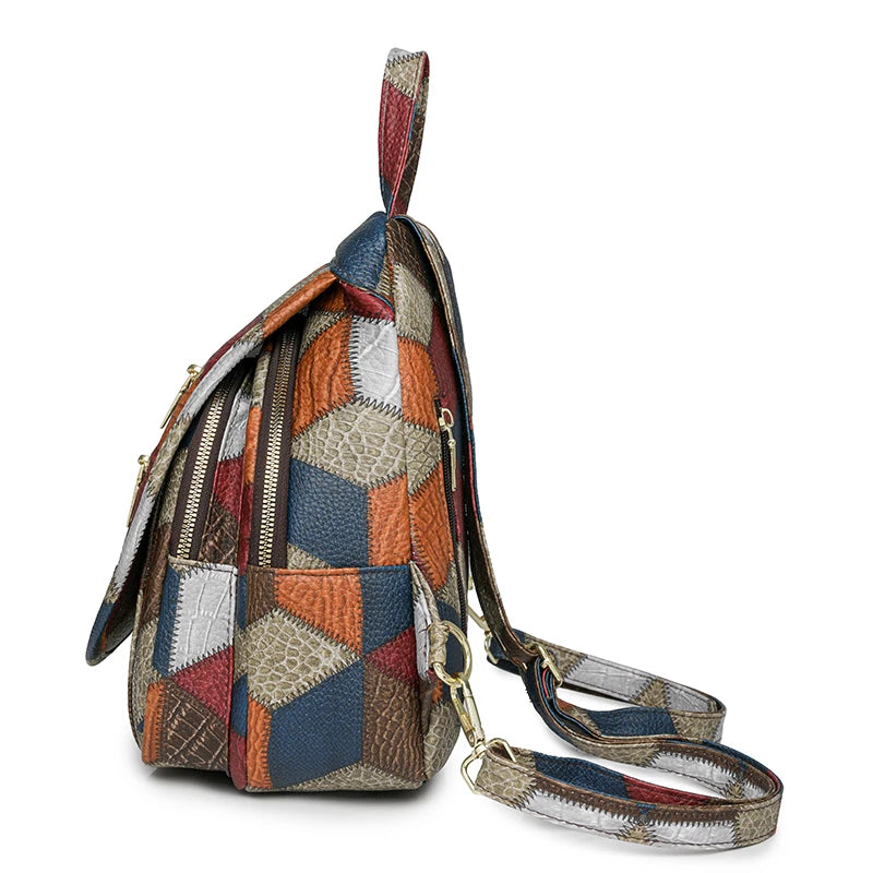 Sac Banane PU Patchwork Femme Retro Multi-Port Casual Chic – CLEVI Paris